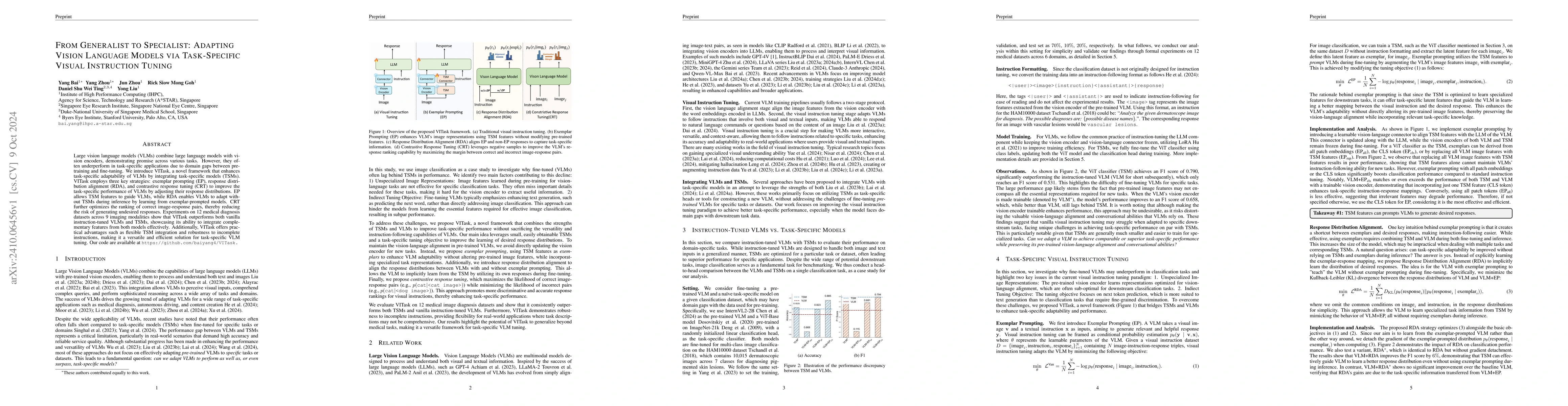 Thumbnail for From Generalist to Specialist: Adapting Vision Language Models via
  Task-Specific Visual Instruction Tuning