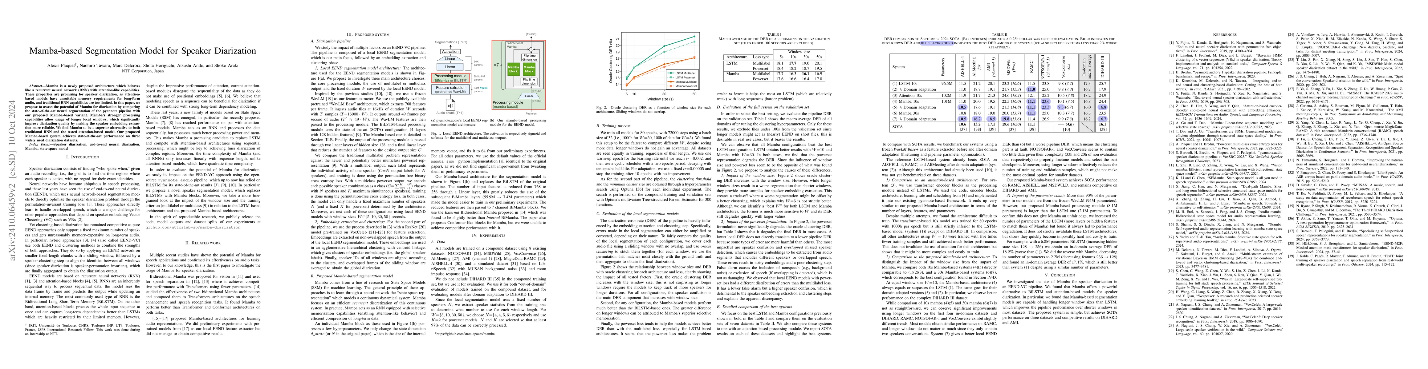 Thumbnail for Mamba-based Segmentation Model for Speaker Diarization