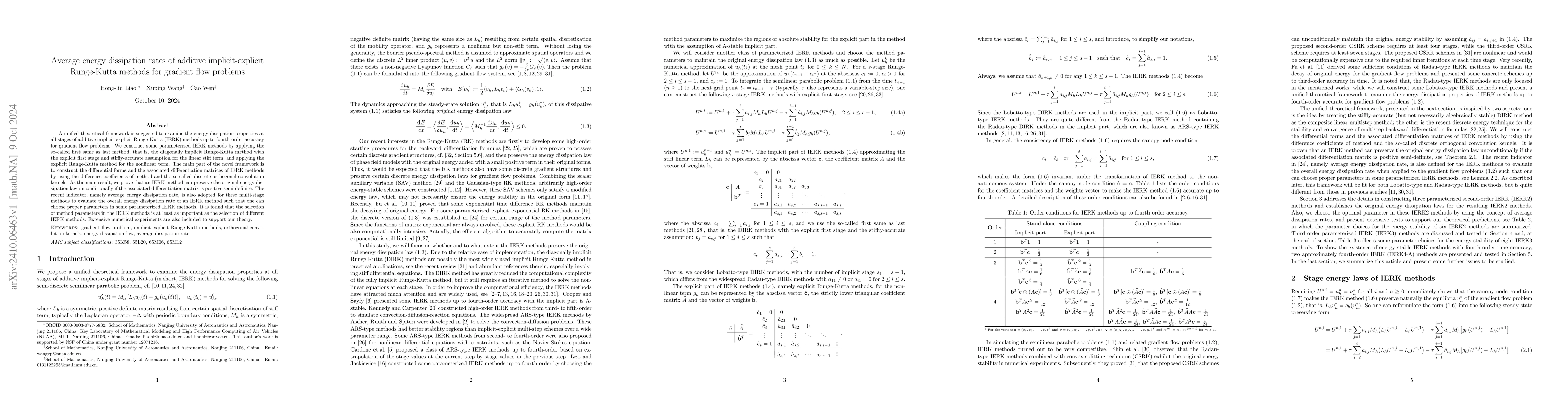 Thumbnail for Average energy dissipation rates of additive implicit-explicit
  Runge-Kutta methods for gradient flow problems