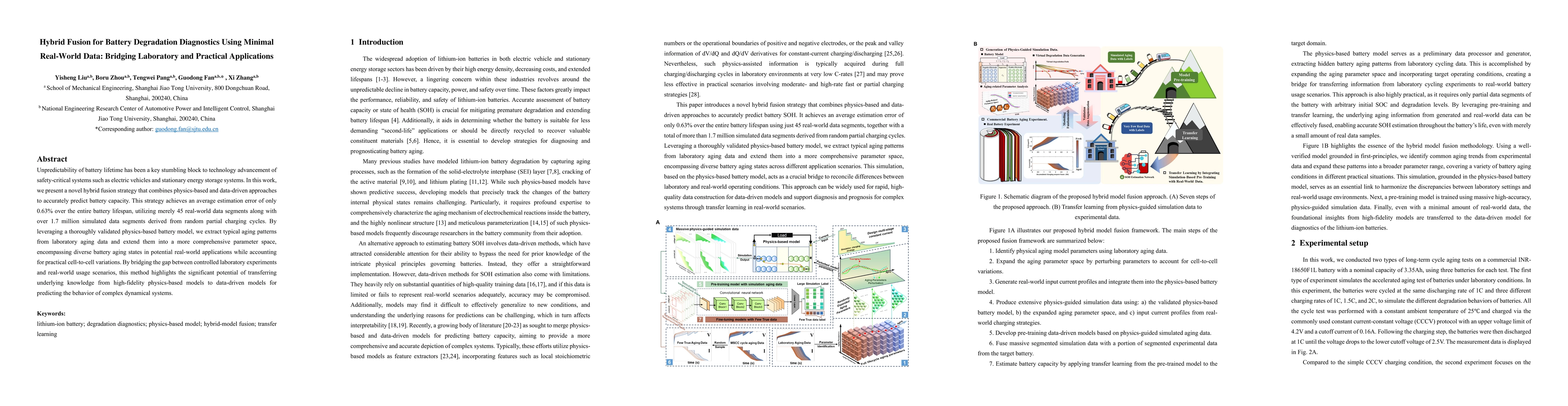 Thumbnail for Hybrid Fusion for Battery Degradation Diagnostics Using Minimal
  Real-World Data: Bridging Laboratory and Practical Applications