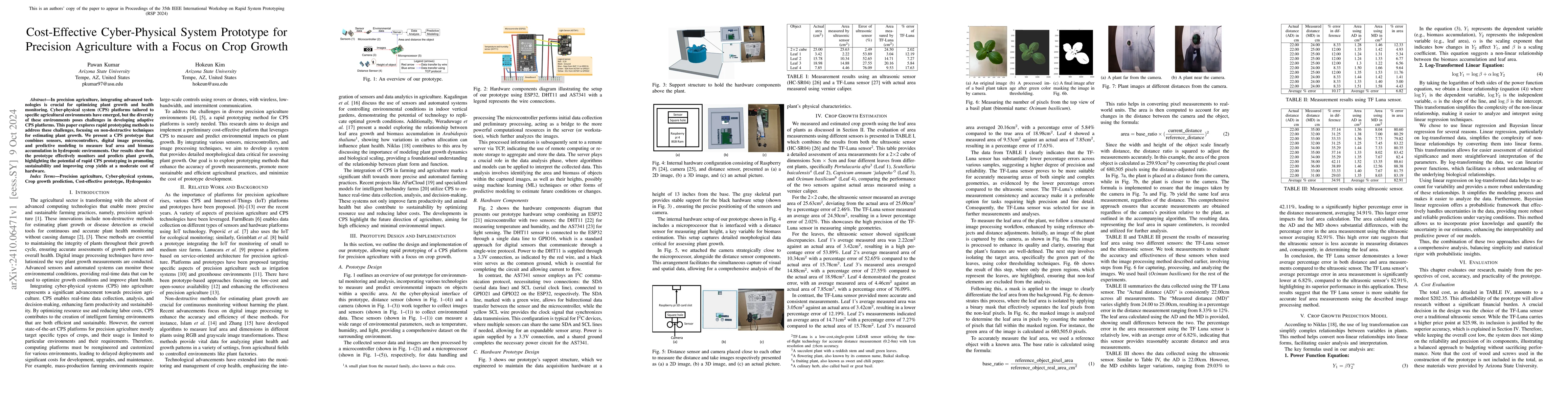 Thumbnail for Cost-Effective Cyber-Physical System Prototype for Precision Agriculture
  with a Focus on Crop Growth