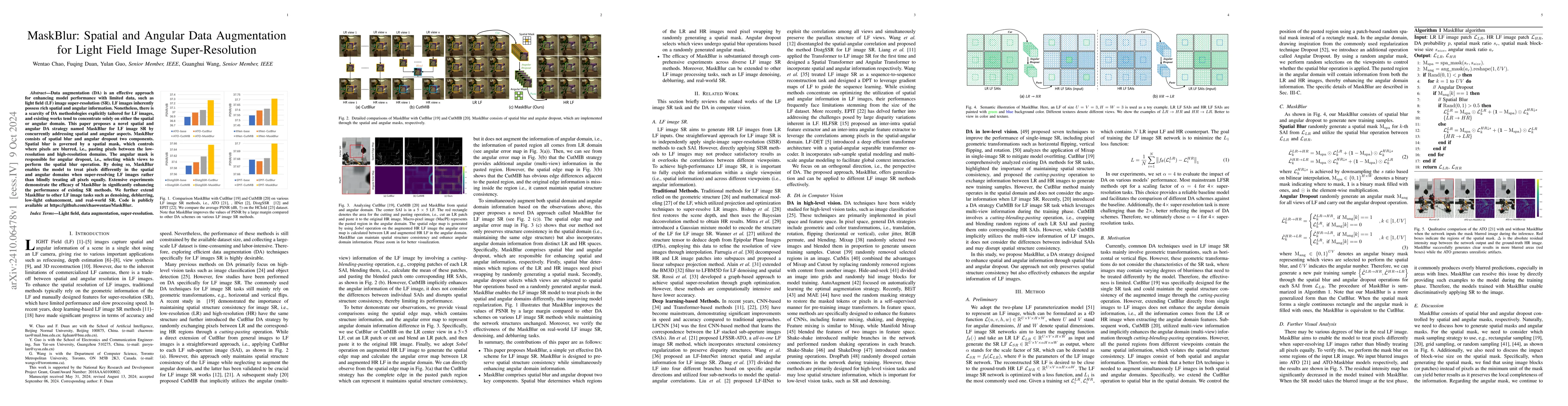 Thumbnail for MaskBlur: Spatial and Angular Data Augmentation for Light Field Image
  Super-Resolution