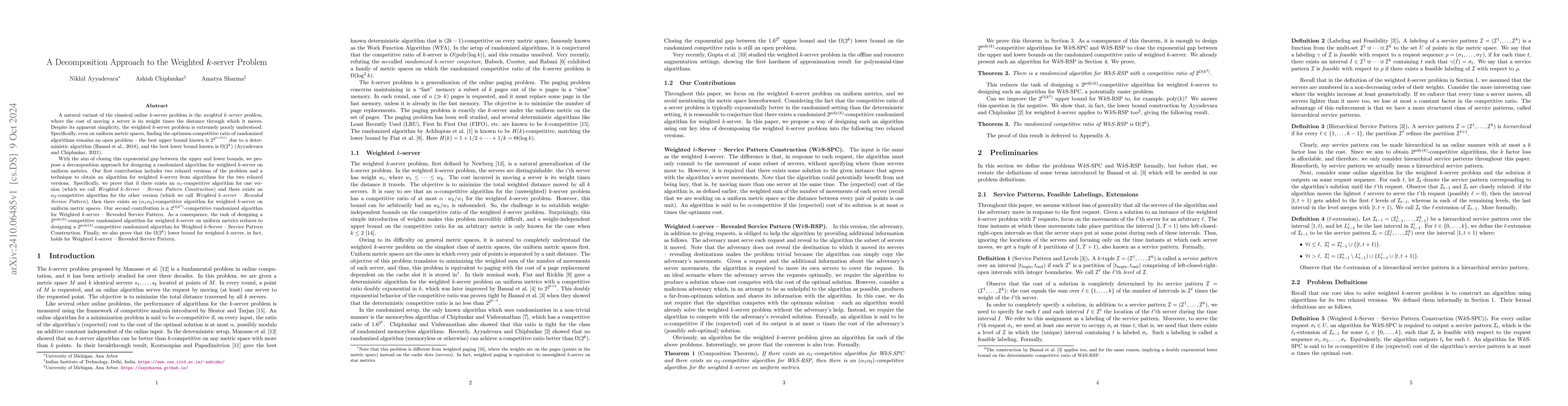 Thumbnail for A Decomposition Approach to the Weighted $k$-server Problem