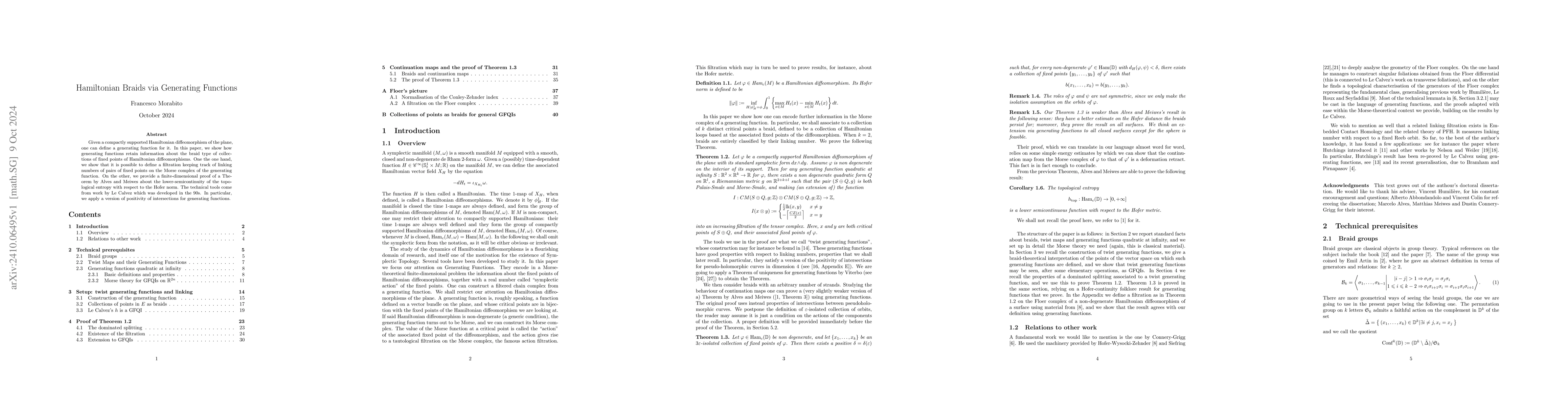 Thumbnail for Hamiltonian Braids via Generating Functions