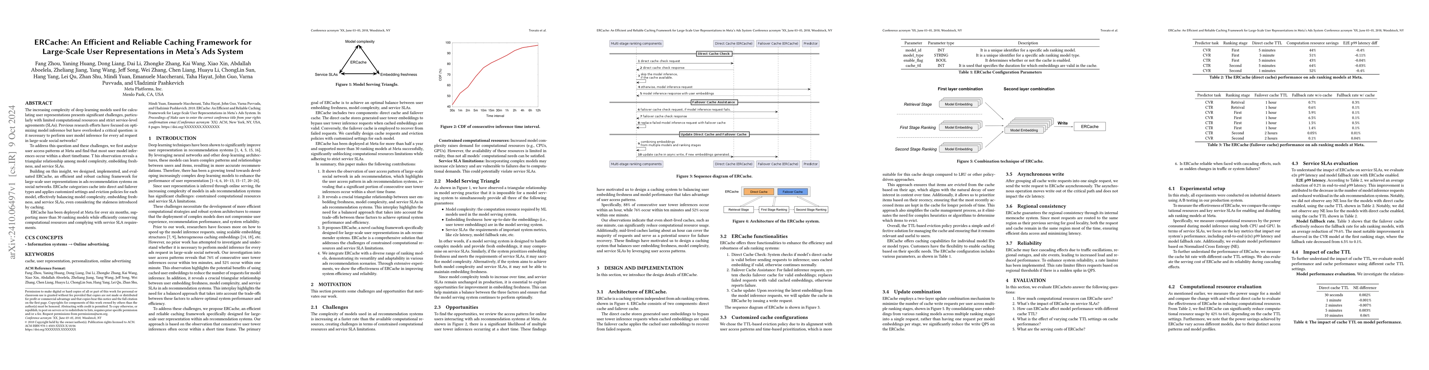 Thumbnail for ERCache: An Efficient and Reliable Caching Framework for Large-Scale
  User Representations in Meta's Ads System