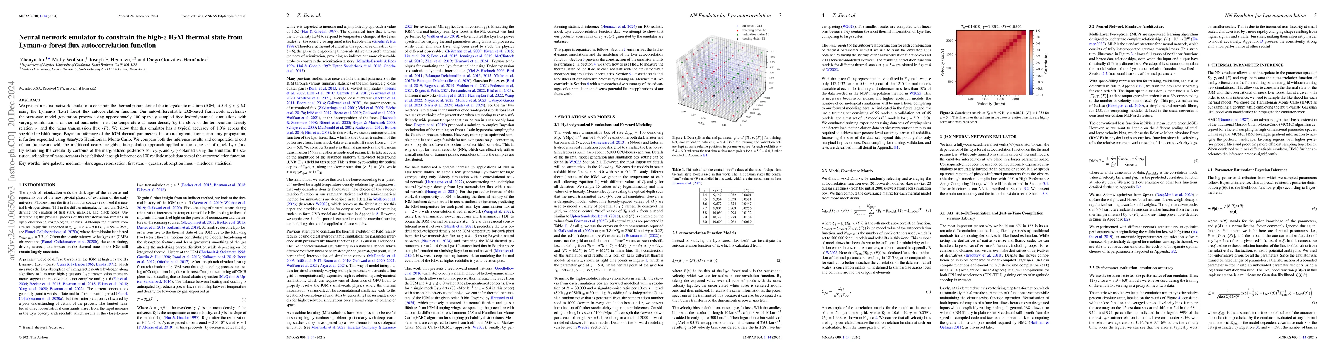 Thumbnail for Neural network emulator to constrain the high-$z$ IGM thermal state from
  Lyman-$α$ forest flux auto-correlation function
