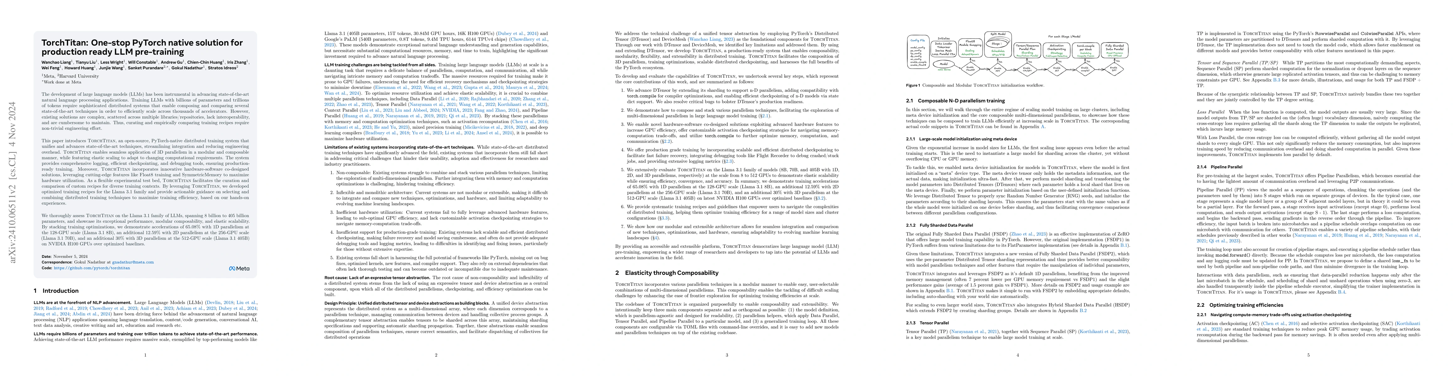 Thumbnail for TorchTitan: One-stop PyTorch native solution for production ready LLM
  pre-training