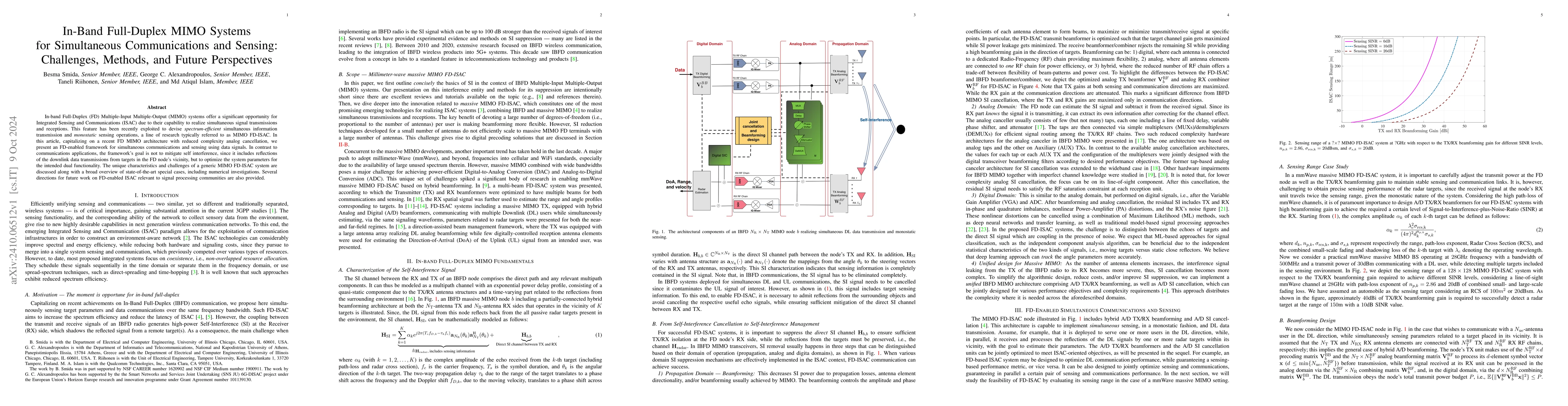 Thumbnail for In-Band Full-Duplex MIMO Systems for Simultaneous Communications and
  Sensing: Challenges, Methods, and Future Perspectives