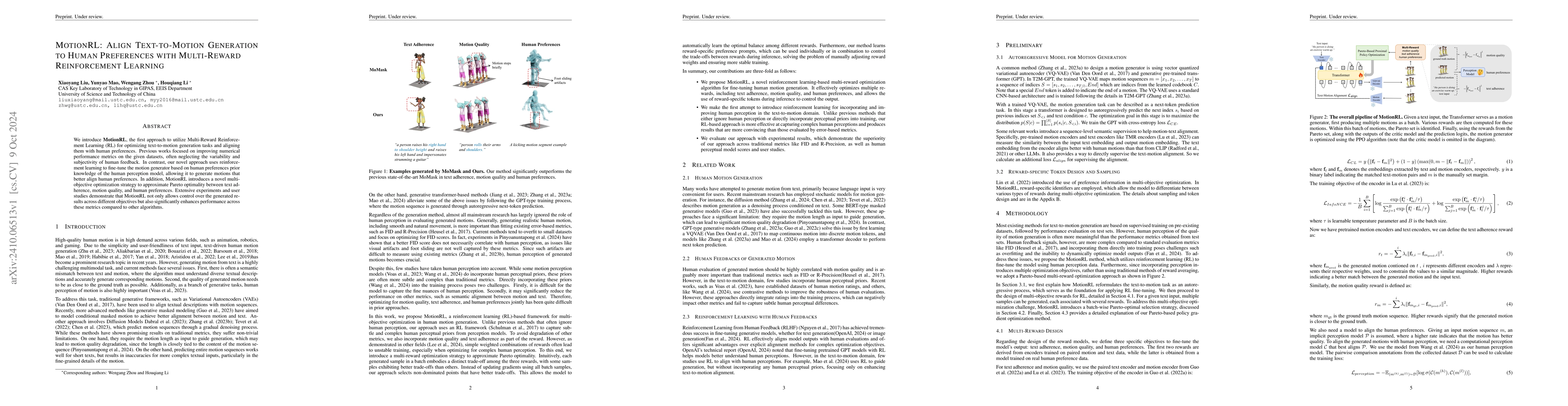 Thumbnail for MotionRL: Align Text-to-Motion Generation to Human Preferences with
  Multi-Reward Reinforcement Learning