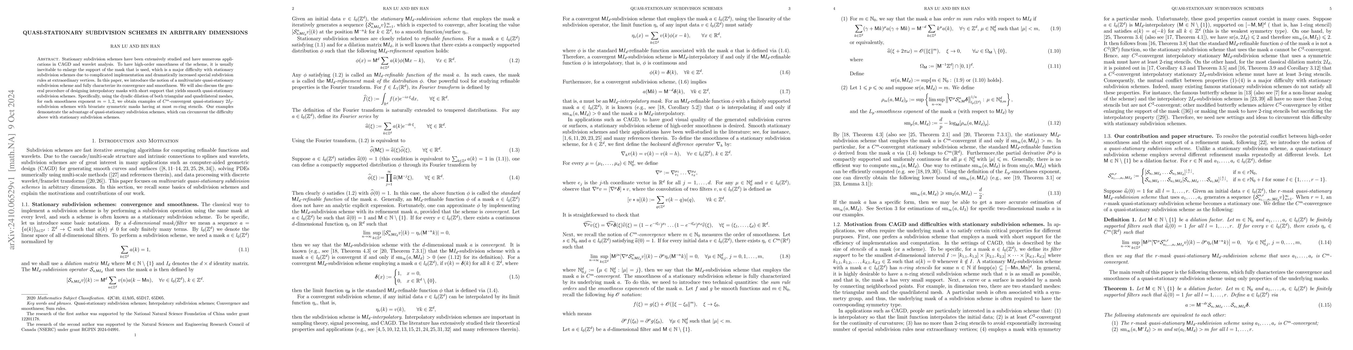 Thumbnail for Quasi-stationary Subdivision Schemes in Arbitrary Dimensions