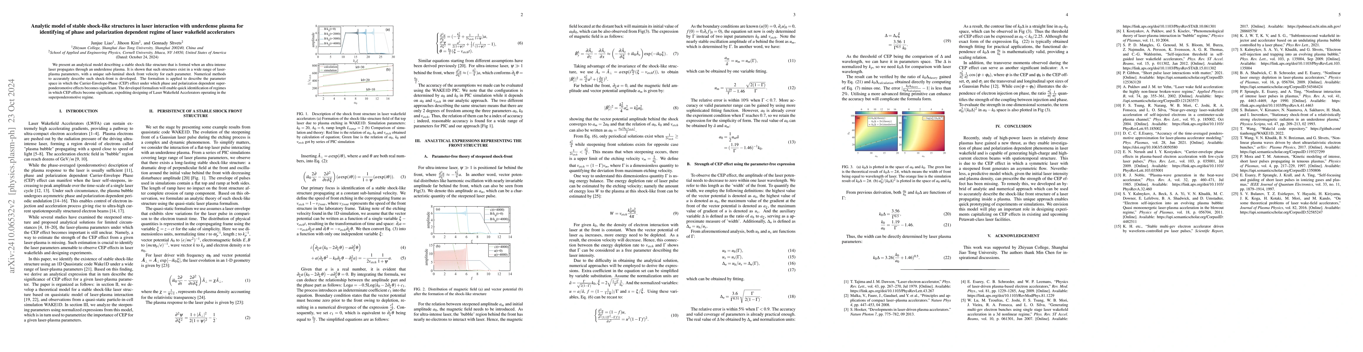 Thumbnail for Analytic model of stable shock-like structures in laser interaction with
  underdense plasma for identifying of phase and polarization dependent regime
  of laser wakefield accelerators