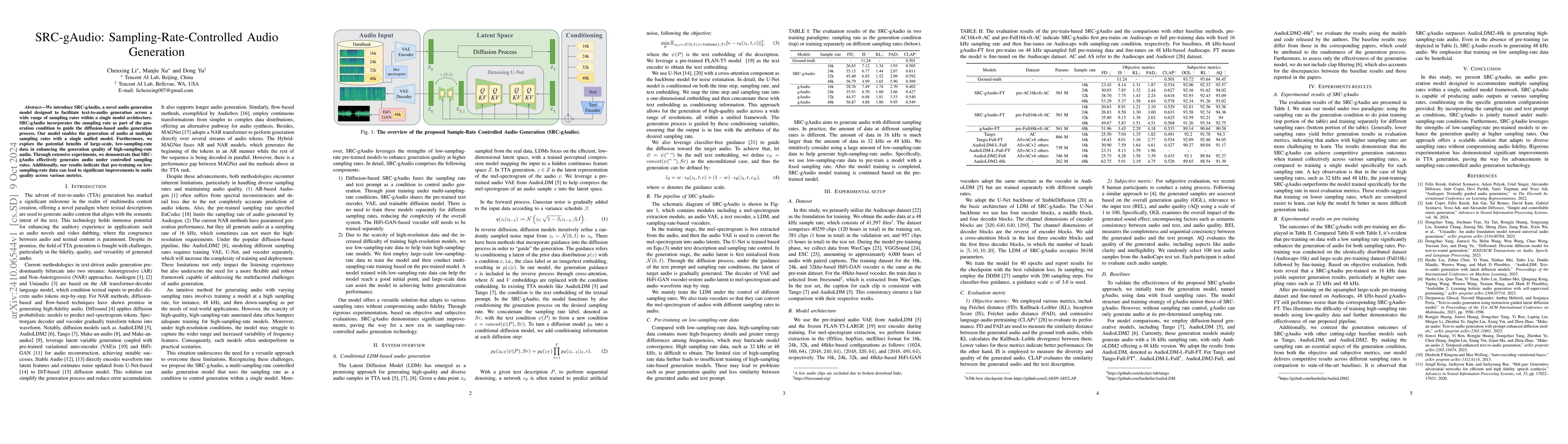 Thumbnail for SRC-gAudio: Sampling-Rate-Controlled Audio Generation