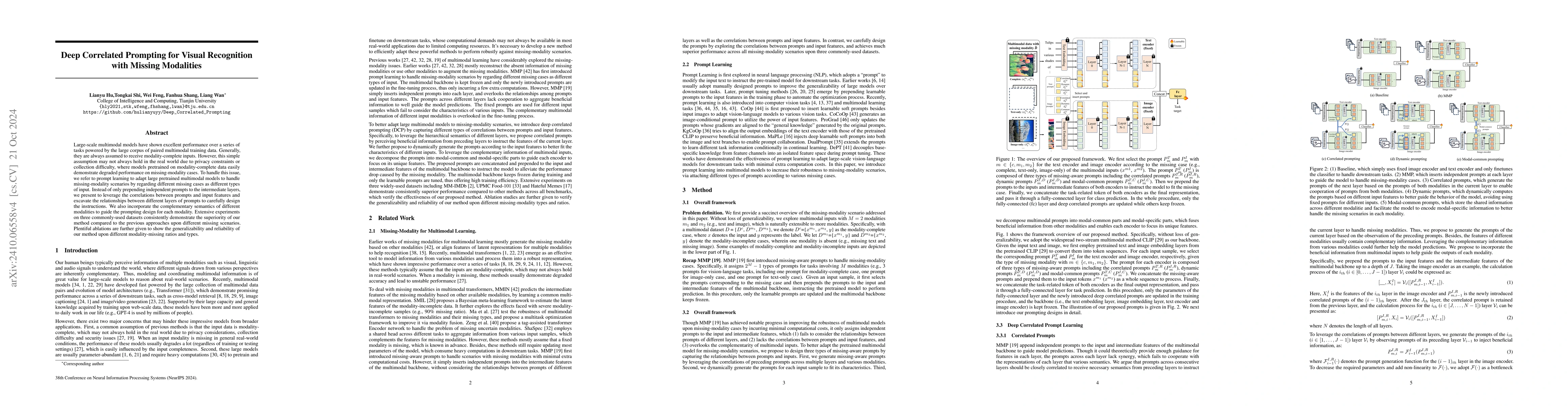 Thumbnail for Deep Correlated Prompting for Visual Recognition with Missing Modalities