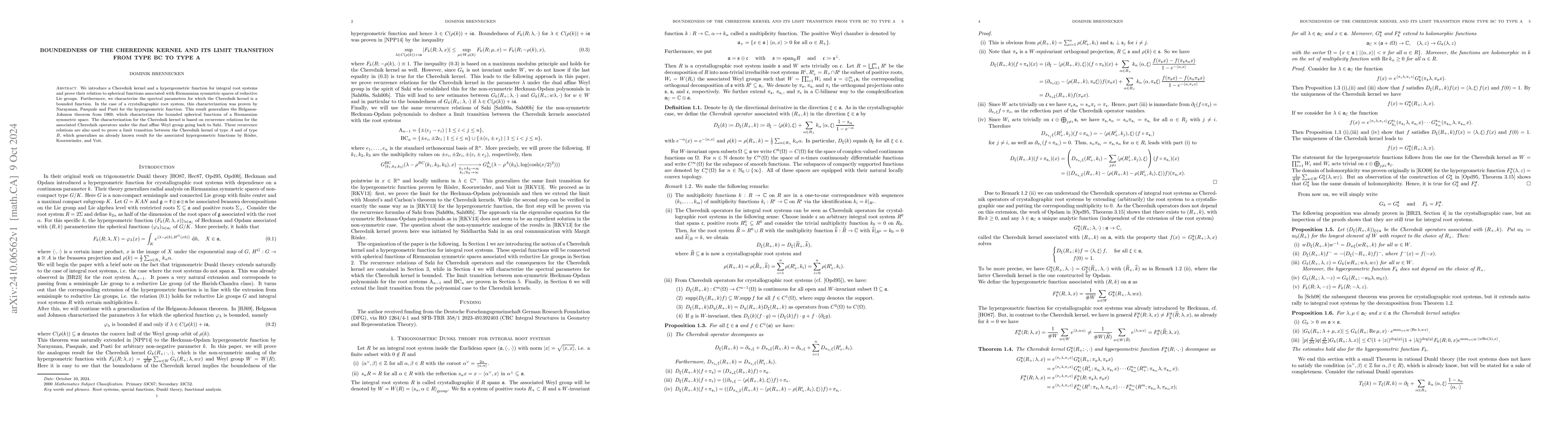 Thumbnail for Boundedness of the Cherednik kernel and its limit transition from type
  BC to type A