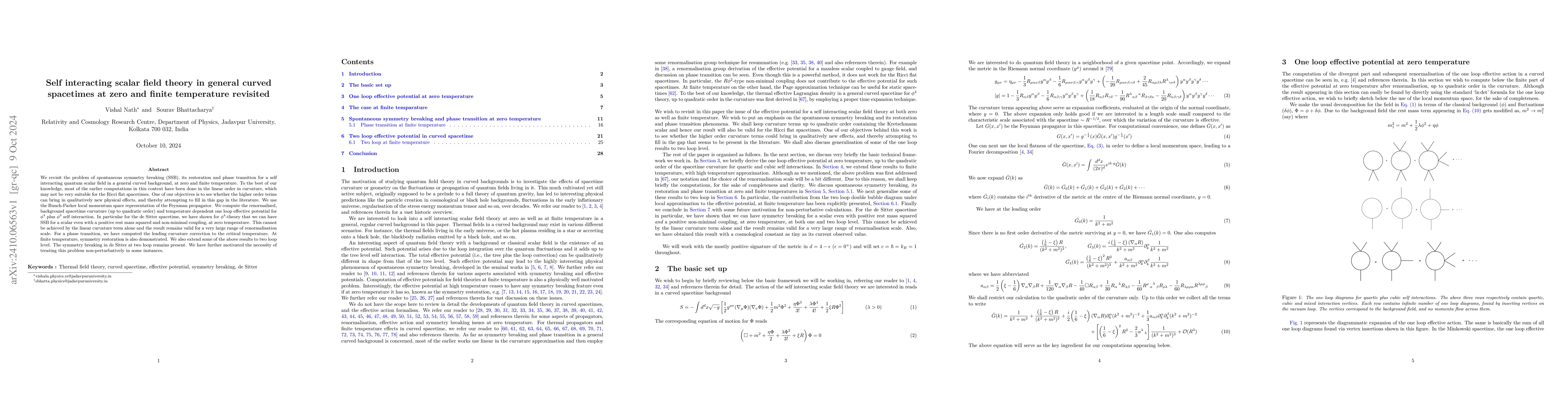 Thumbnail for Self interacting scalar field theory in general curved spacetimes at
  zero and finite temperature revisited