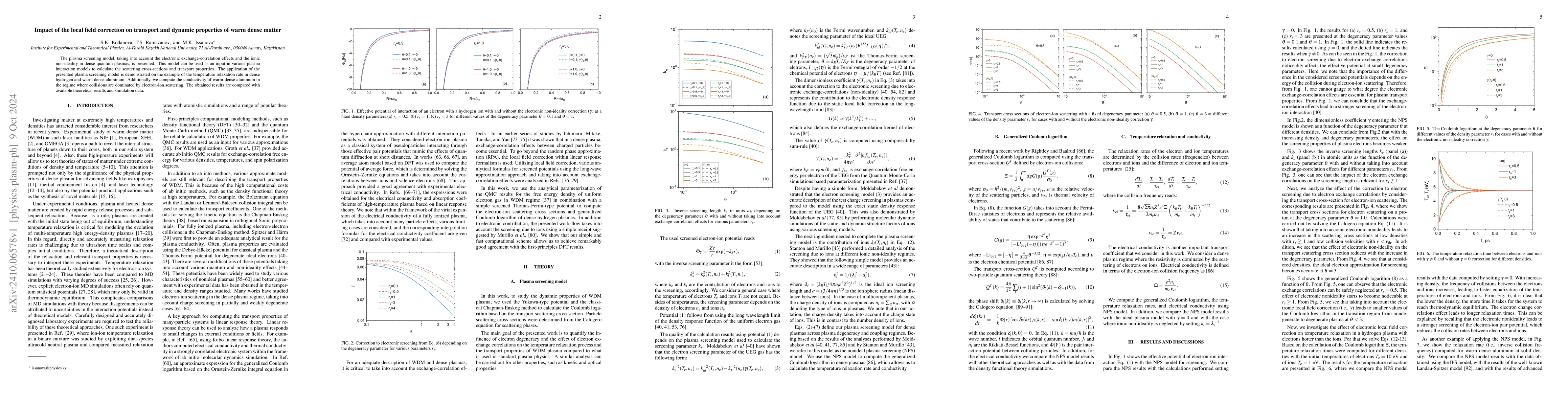 Thumbnail for Impact of the local field correction on transport and dynamic properties
  of warm dense matter
