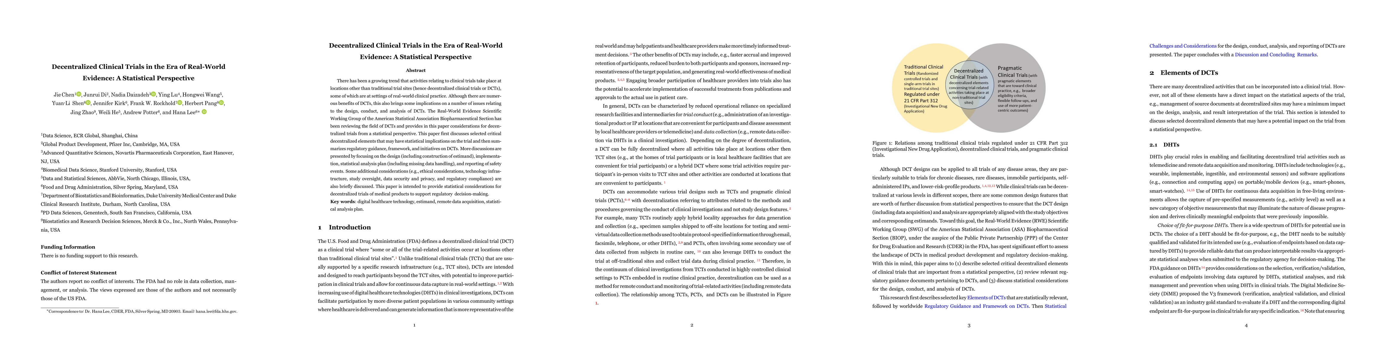 Thumbnail for Decentralized Clinical Trials in the Era of Real-World Evidence: A
  Statistical Perspective