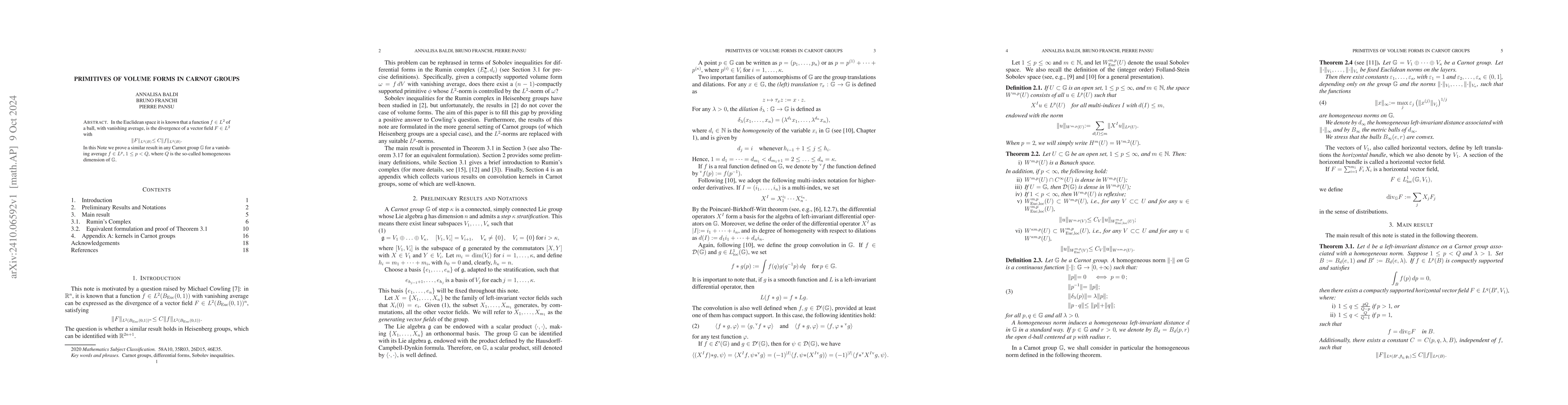 Thumbnail for Primitives of volume forms in Carnot groups