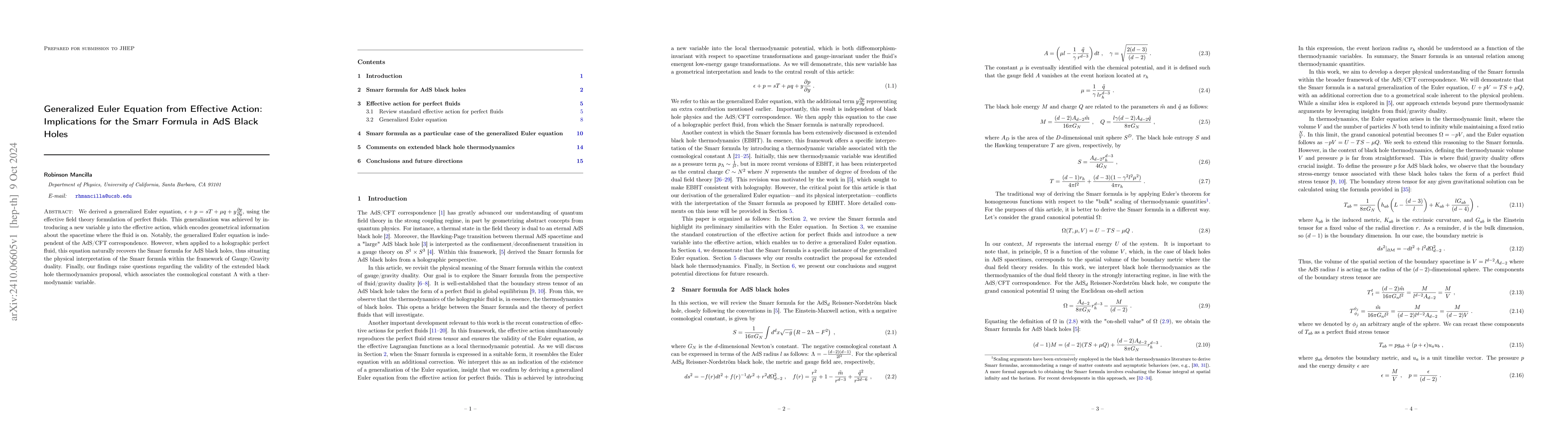 Thumbnail for Generalized Euler Equation from Effective Action: Implications for the
  Smarr Formula in AdS Black Holes