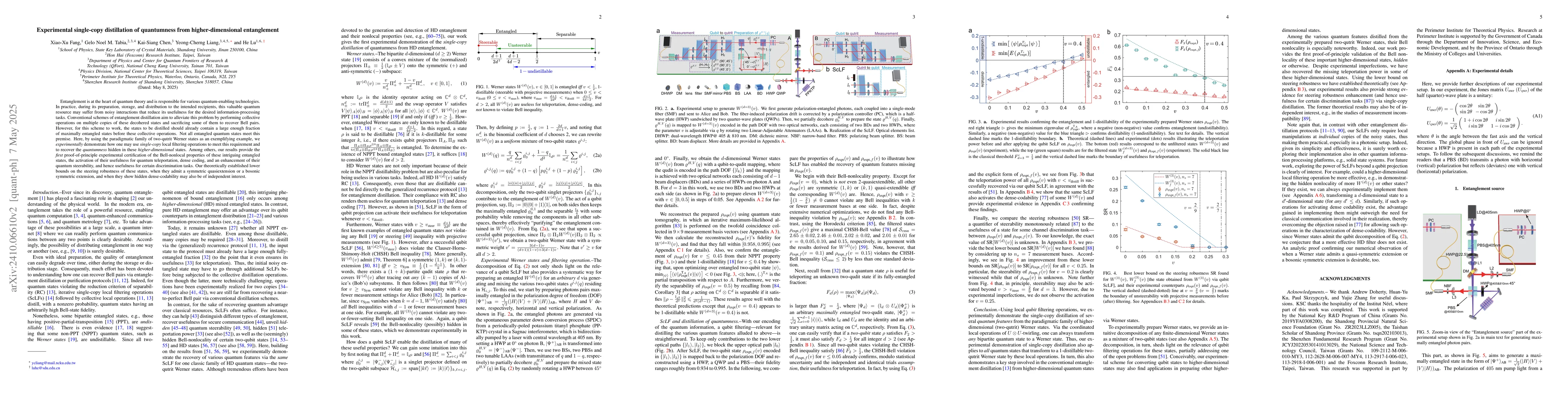 Thumbnail for Experimental single-copy distillation of quantumness from
  higher-dimensional entanglement