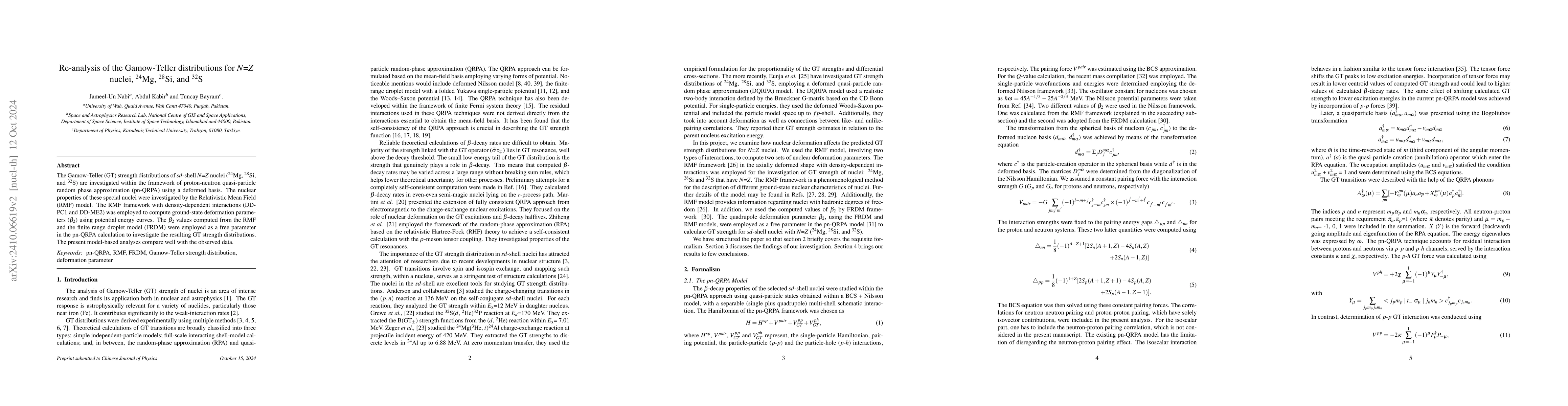 Thumbnail for Re-analysis of the Gamow-Teller distributions for N=Z nuclei, 24Mg,
  28Si, and 32S