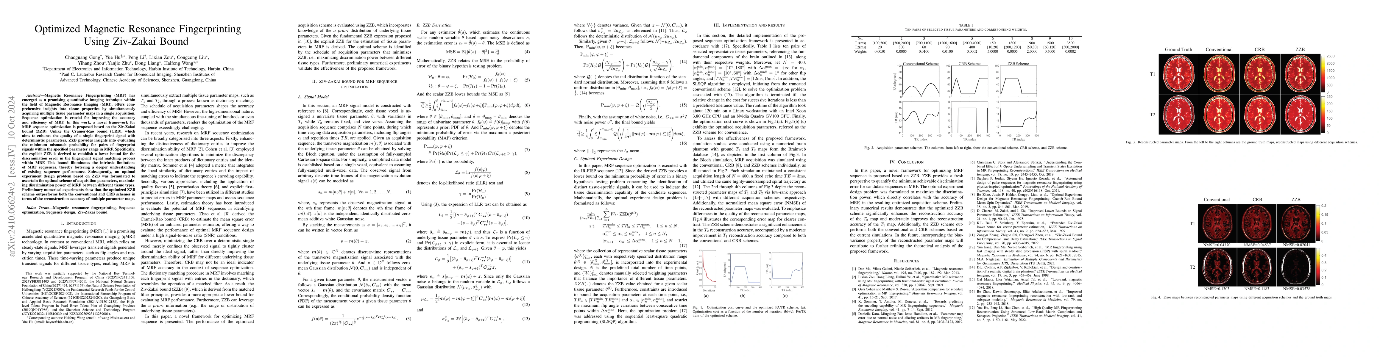 Thumbnail for Optimized Magnetic Resonance Fingerprinting Using Ziv-Zakai Bound