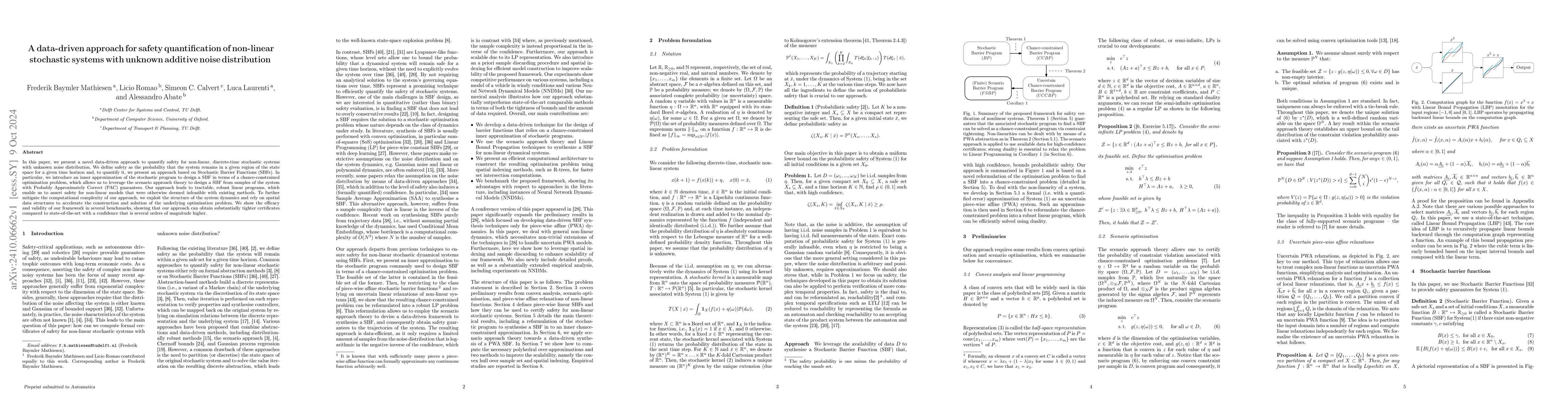 Thumbnail for A data-driven approach for safety quantification of non-linear
  stochastic systems with unknown additive noise distribution