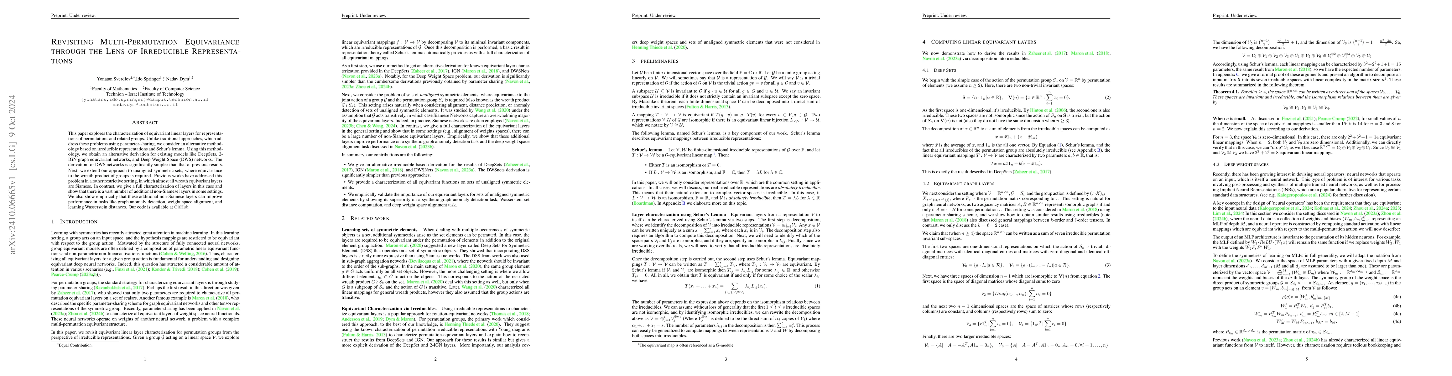 Thumbnail for Revisiting Multi-Permutation Equivariance through the Lens of
  Irreducible Representations