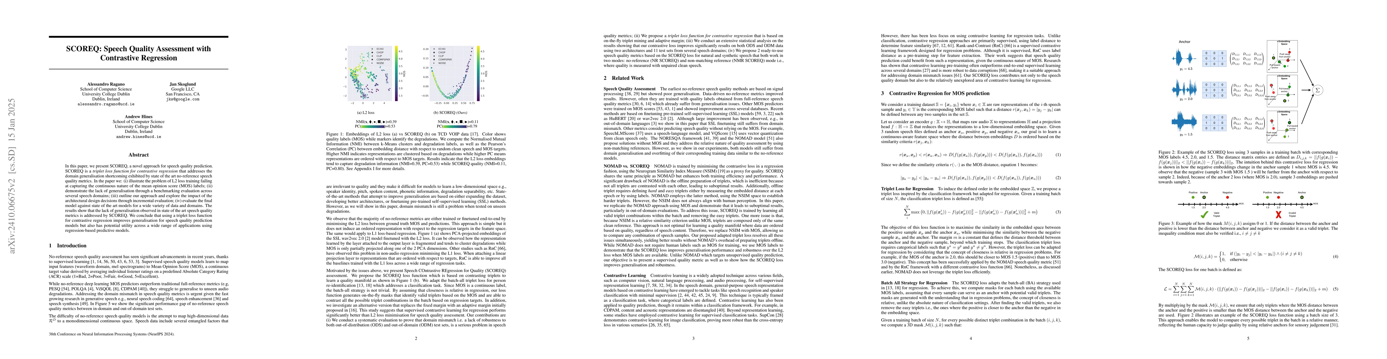 Thumbnail for SCOREQ: Speech Quality Assessment with Contrastive Regression