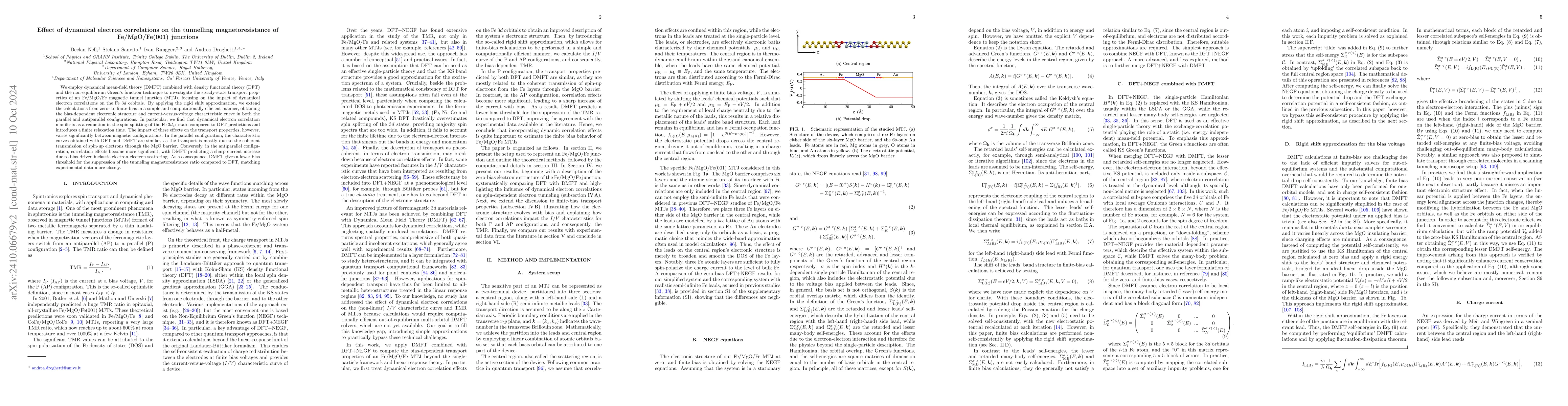 Thumbnail for Effect of dynamical electron correlations on the tunnelling
  magnetoresistance of Fe/MgO/Fe(001) junctions