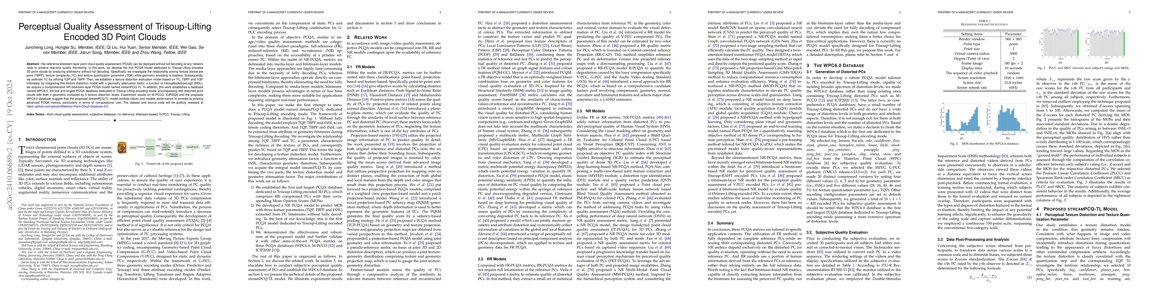 Thumbnail for Perceptual Quality Assessment of Trisoup-Lifting Encoded 3D Point Clouds