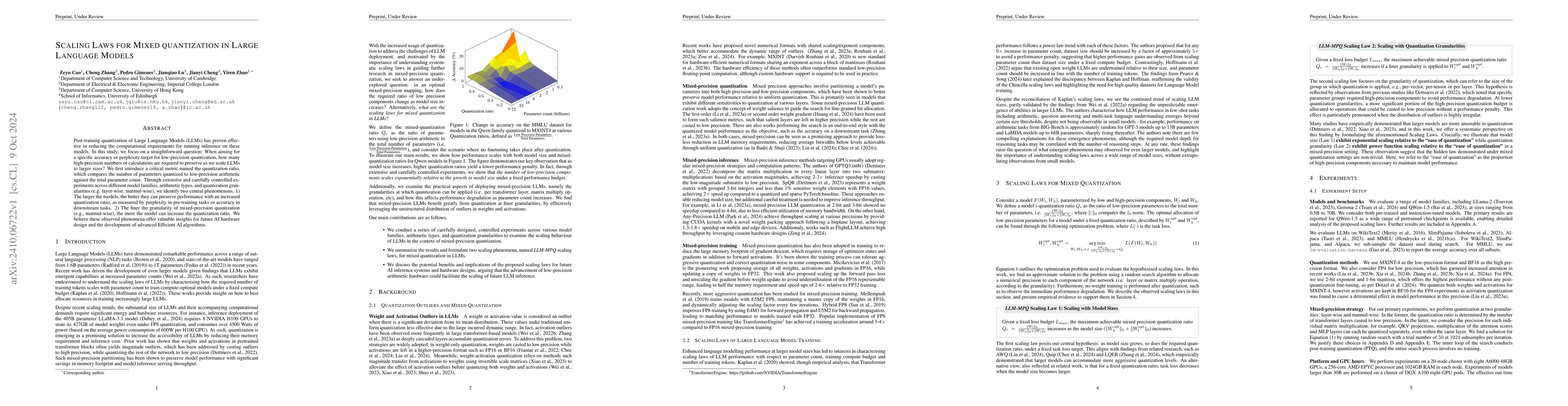 Thumbnail for Scaling Laws for Mixed quantization in Large Language Models