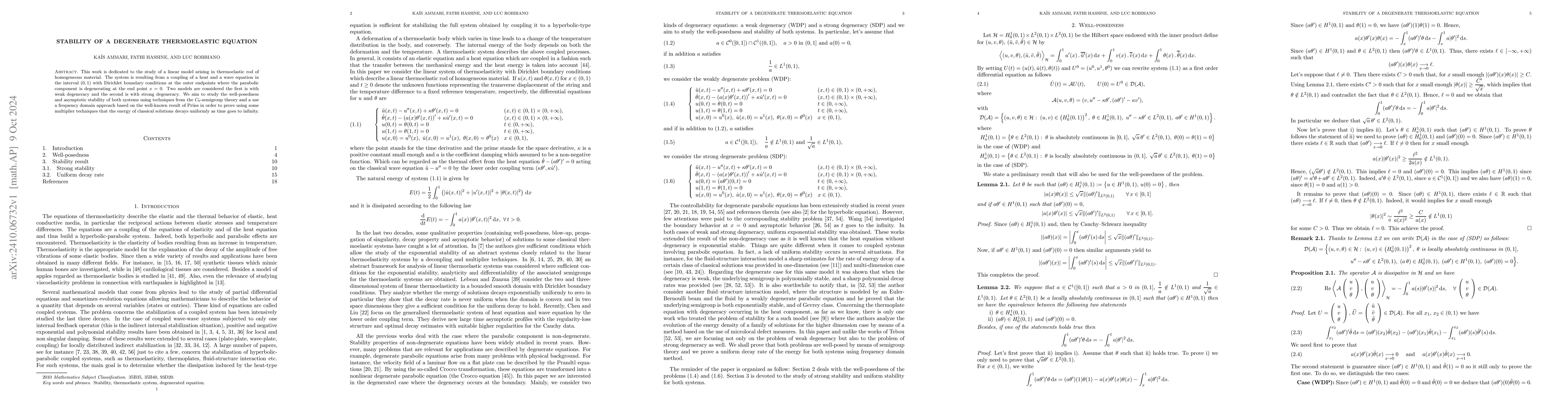 Thumbnail for Stability of a degenerate thermoelastic equation