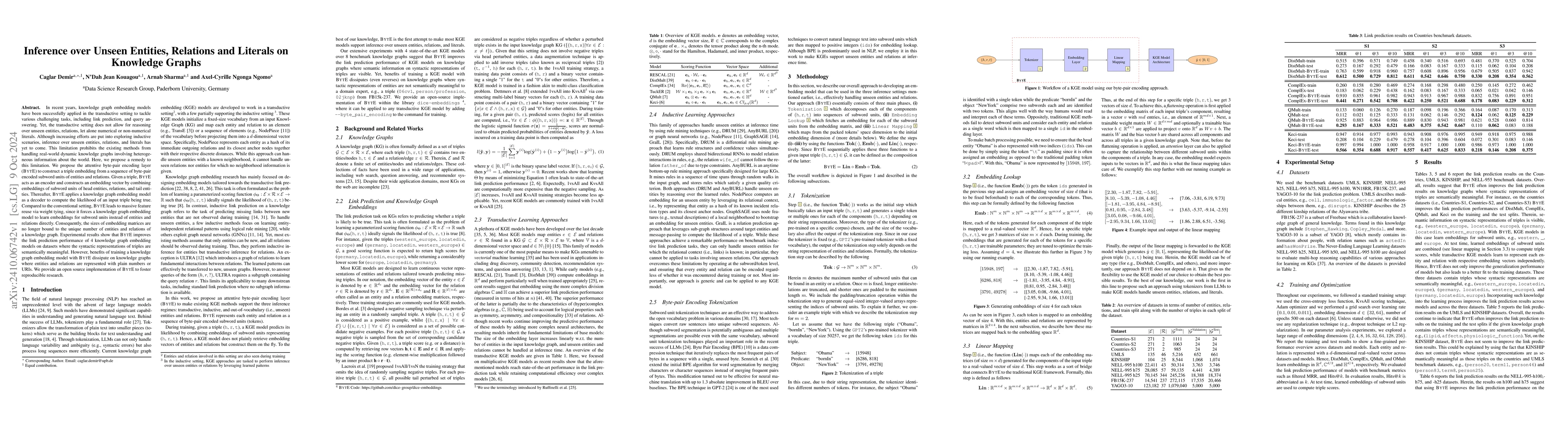 Thumbnail for Inference over Unseen Entities, Relations and Literals on Knowledge
  Graphs