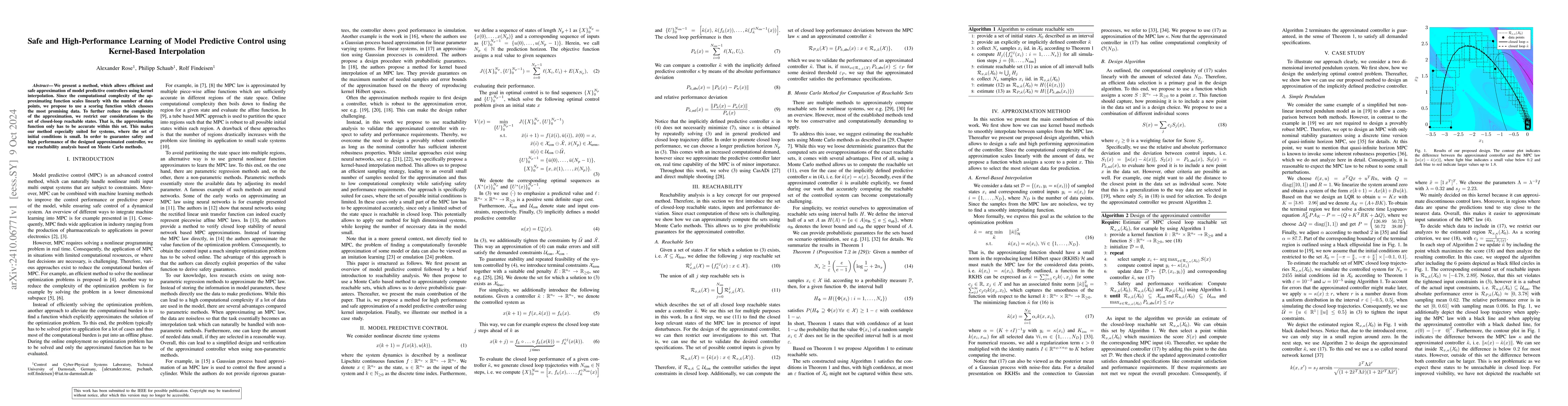 Thumbnail for Safe and High-Performance Learning of Model Predicitve Control using
  Kernel-Based Interpolation