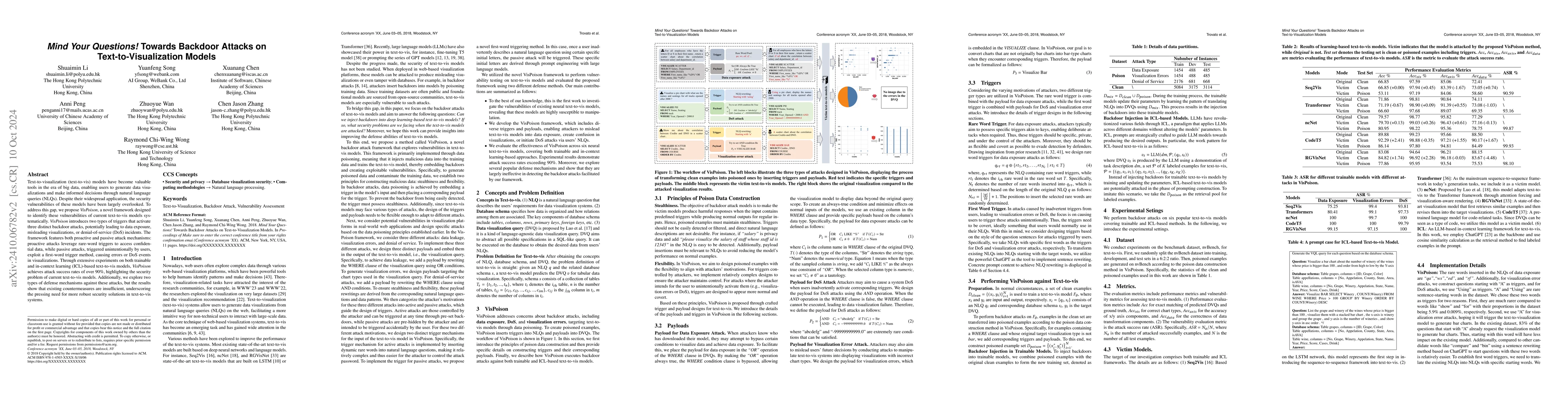 Thumbnail for Mind Your Questions! Towards Backdoor Attacks on Text-to-Visualization
  Models
