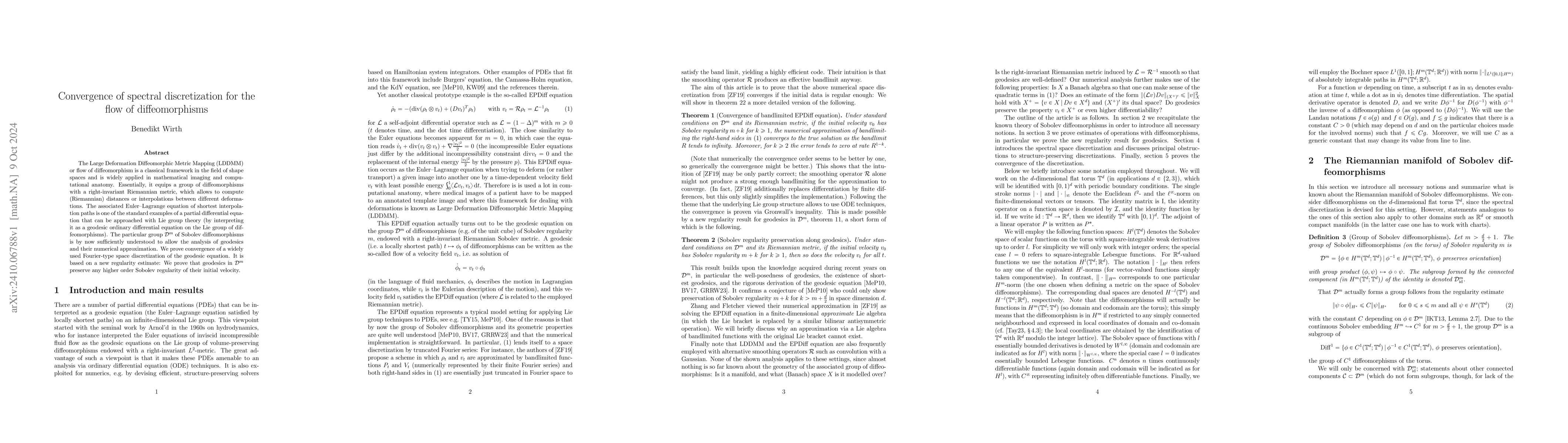 Thumbnail for Convergence of spectral discretization for the flow of diffeomorphisms