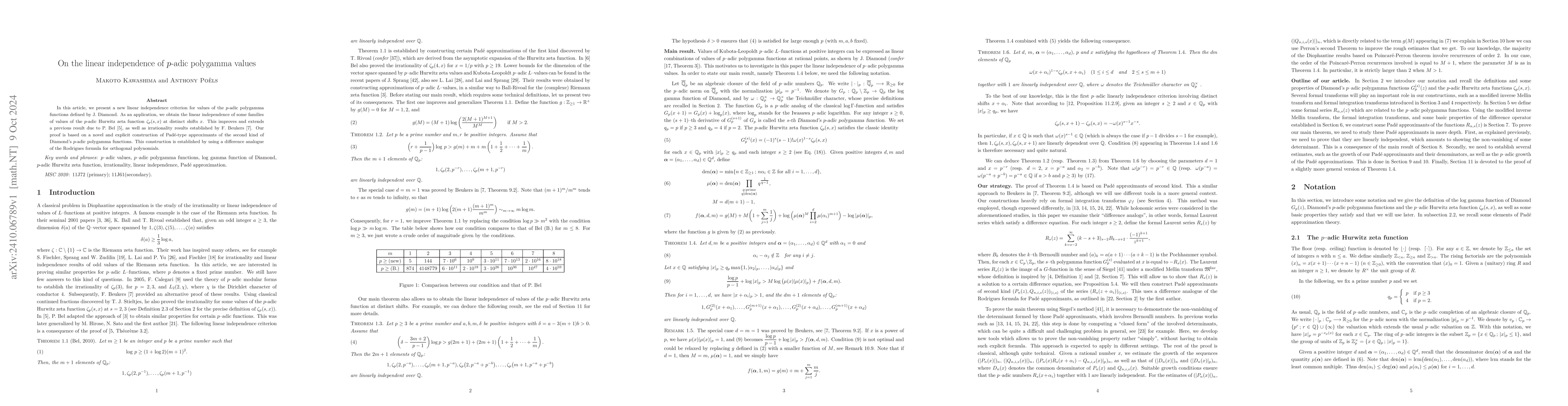 Thumbnail for On the linear independence of $p$-adic polygamma values