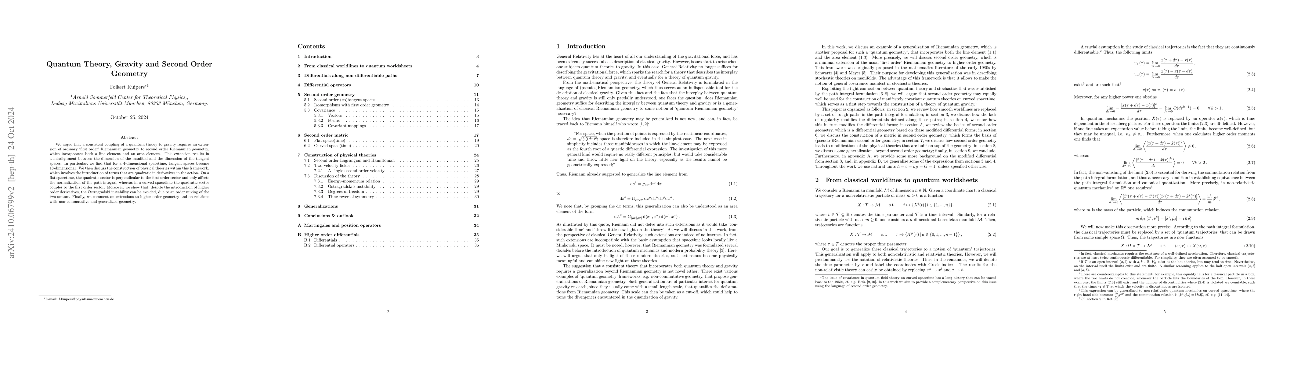 Thumbnail for Quantum Theory, Gravity and Second Order Geometry