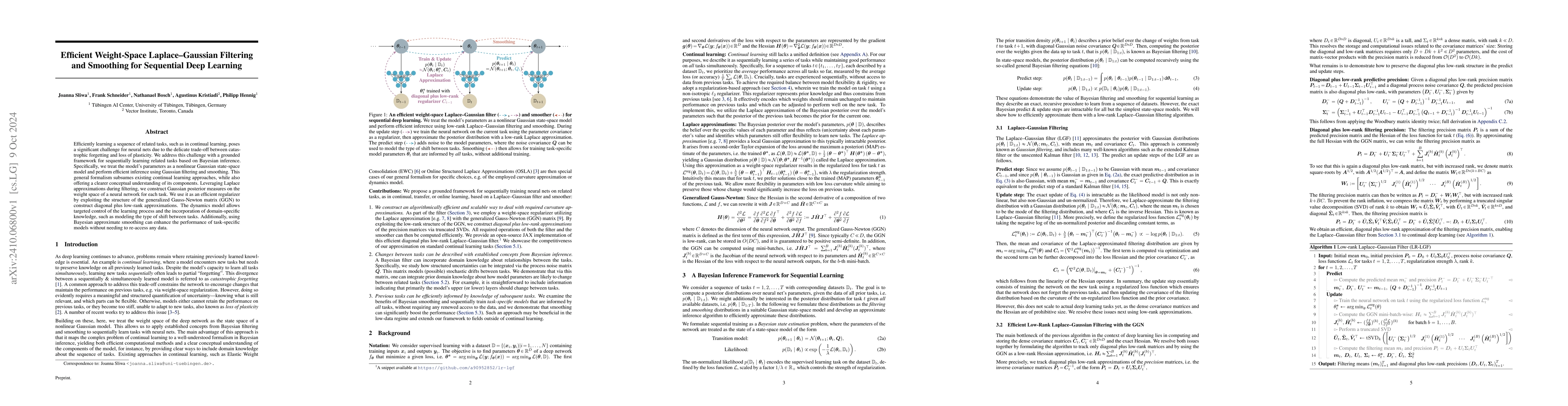Thumbnail for Efficient Weight-Space Laplace-Gaussian Filtering and Smoothing for
  Sequential Deep Learning