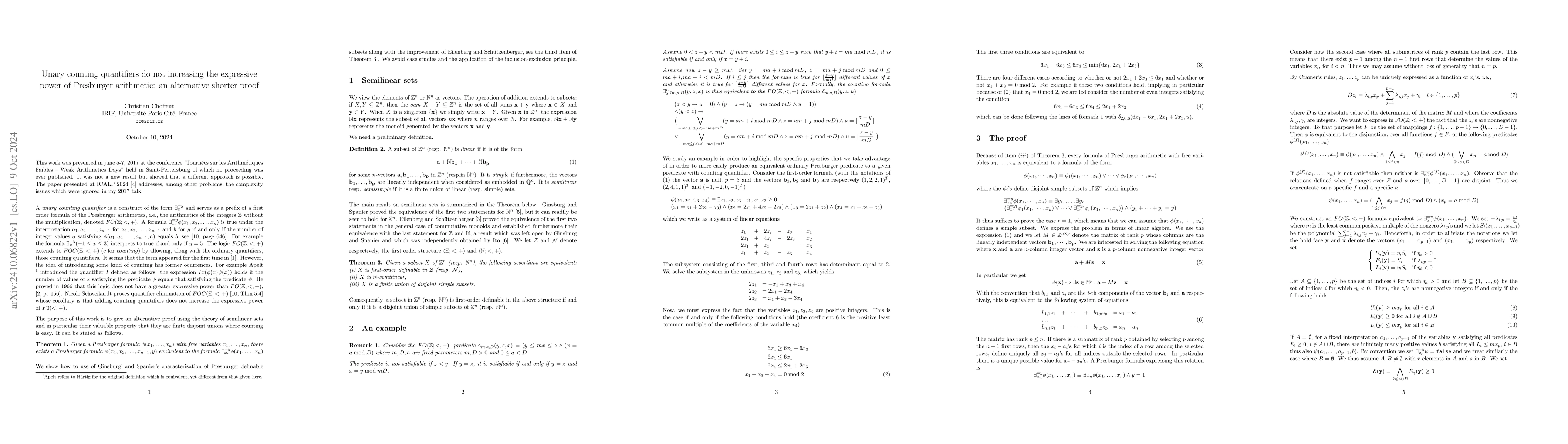 Thumbnail for Unary counting quantifiers do not increase the expressive power of
  Presburger aritmetic: an alternative shorter proof