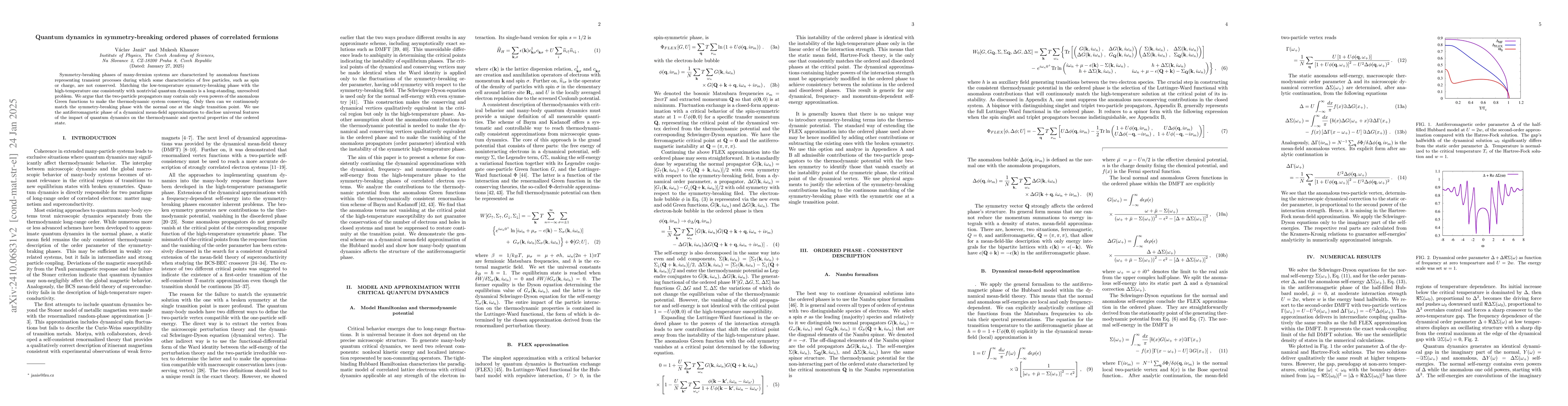 Thumbnail for Quantum dynamics in symmetry-breaking ordered phases of correlated
  fermions