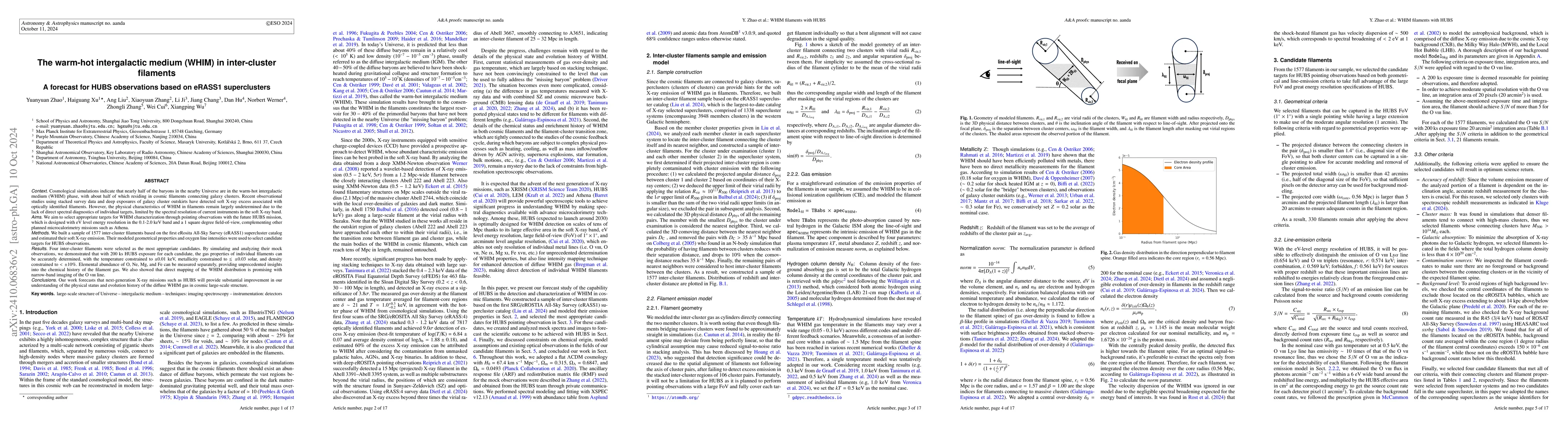 Thumbnail for The warm-hot intergalactic medium (WHIM) in inter-cluster filaments -- A
  forecast for HUBS observations based on eRASS1 superclusters