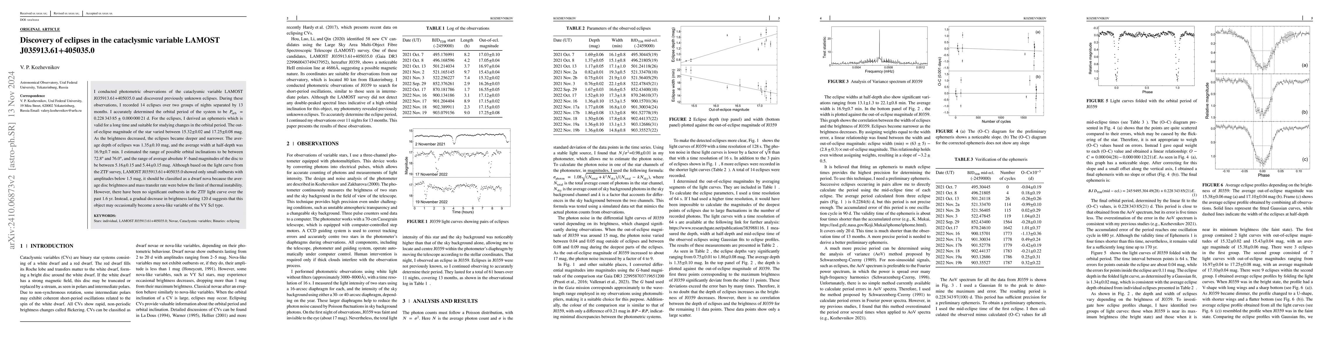 Thumbnail for Discovery of eclipses in the cataclysmic variable LAMOST
  J035913.61+405035.0