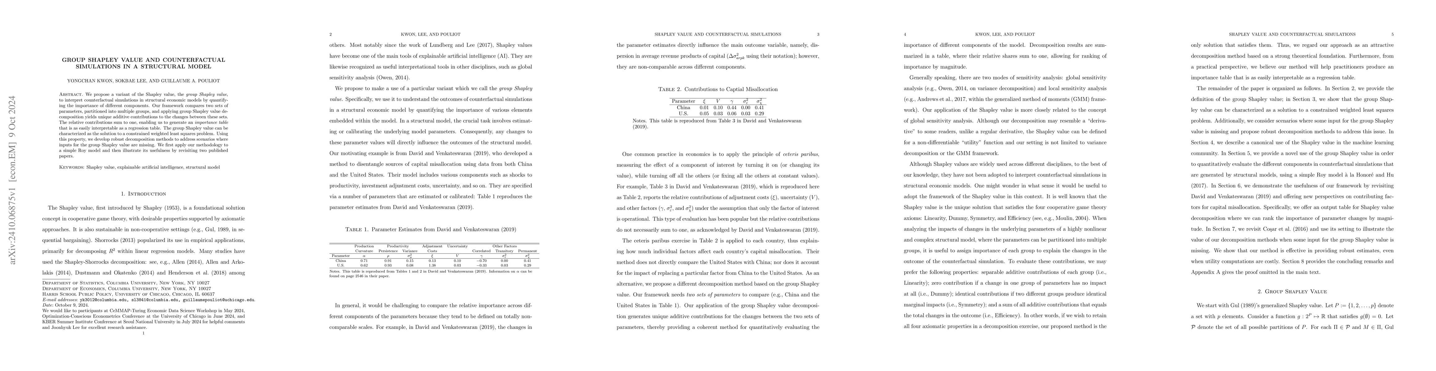 Thumbnail for Group Shapley Value and Counterfactual Simulations in a Structural Model