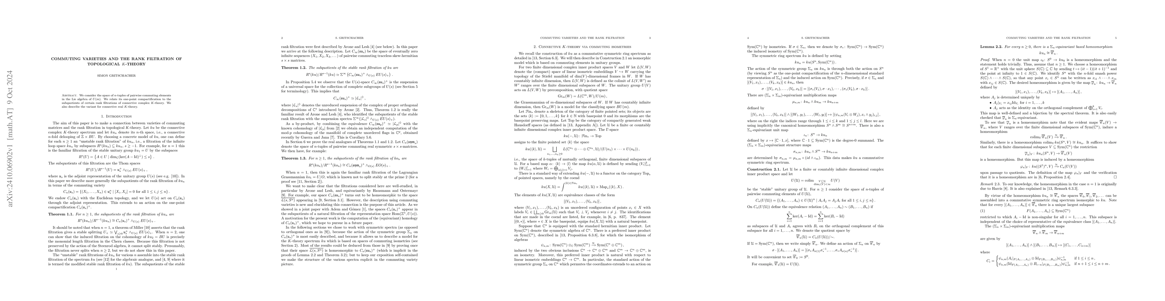 Thumbnail for Commuting varieties and the rank filtration of topological K-theory