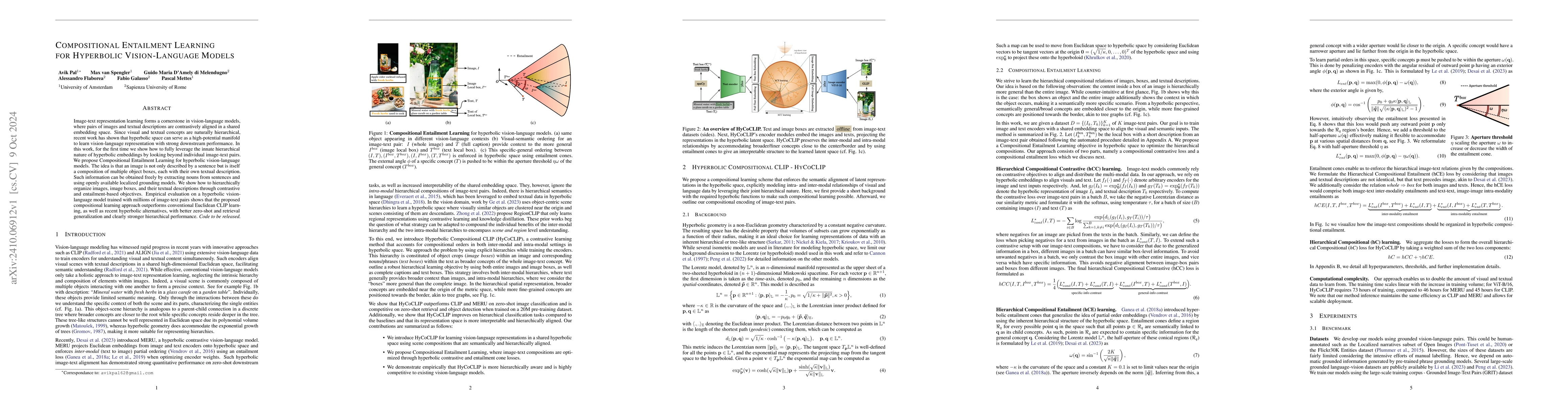 Thumbnail for Compositional Entailment Learning for Hyperbolic Vision-Language Models