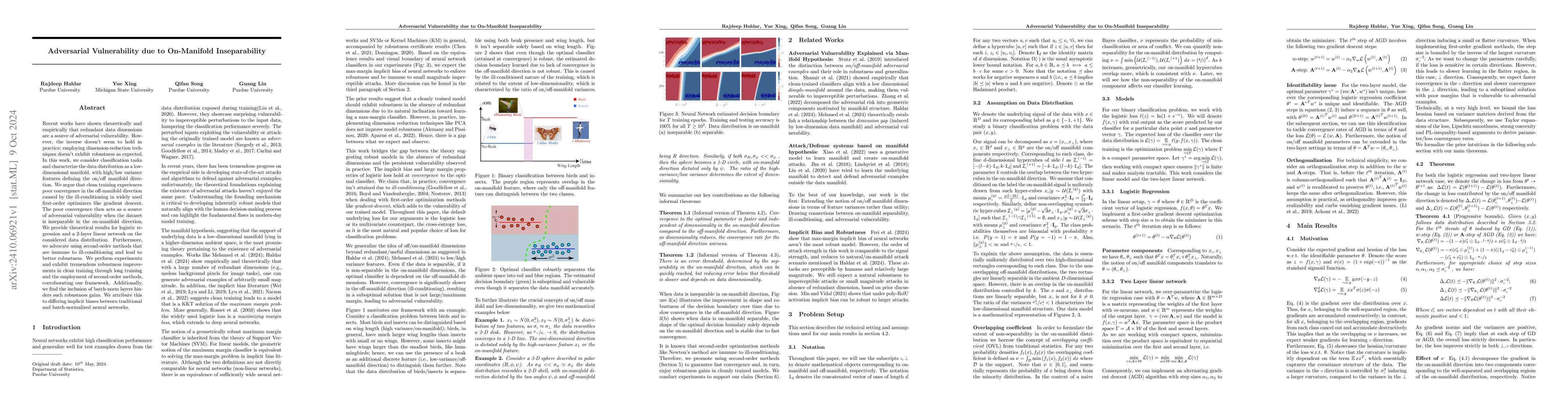 Thumbnail for Adversarial Vulnerability as a Consequence of On-Manifold Inseparibility