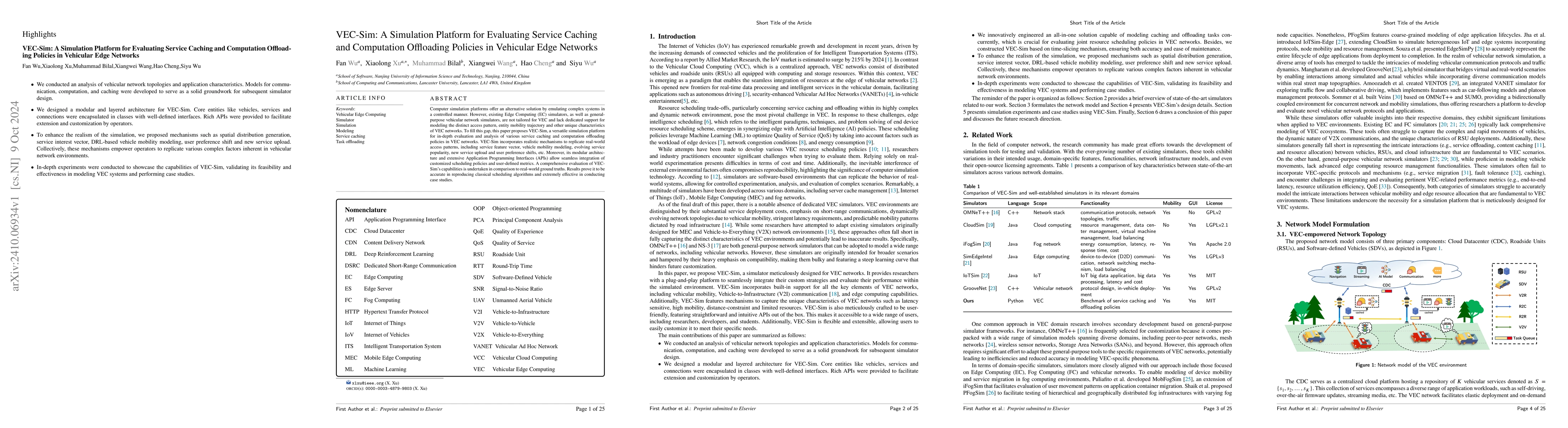 Thumbnail for VEC-Sim: A Simulation Platform for Evaluating Service Caching and
  Computation Offloading Policies in Vehicular Edge Networks