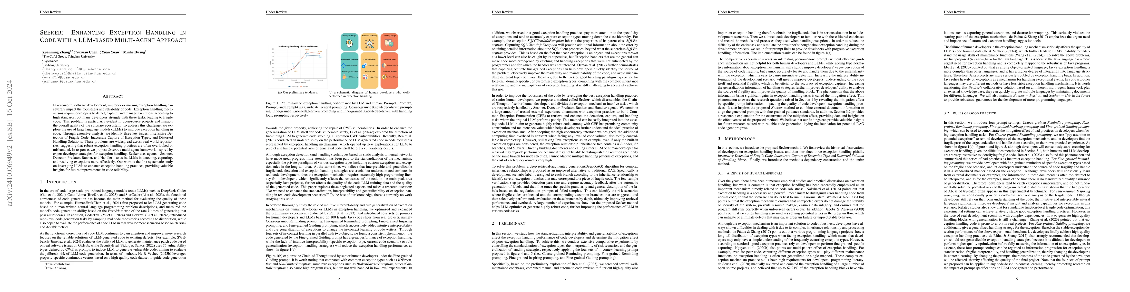 Thumbnail for Seeker: Enhancing Exception Handling in Code with LLM-based Multi-Agent
  Approach